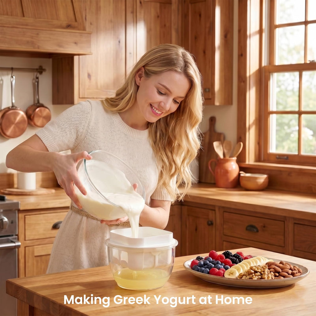 Greek Yogurt Strainer, 1.6QT Greek Yogurt Maker with Ultra-Fine Mesh Basket, 2025 Upgraded BPA-Free Strainer for Homemade Thick Greek Yogurt, Extra Large Capacity Container White(XL)