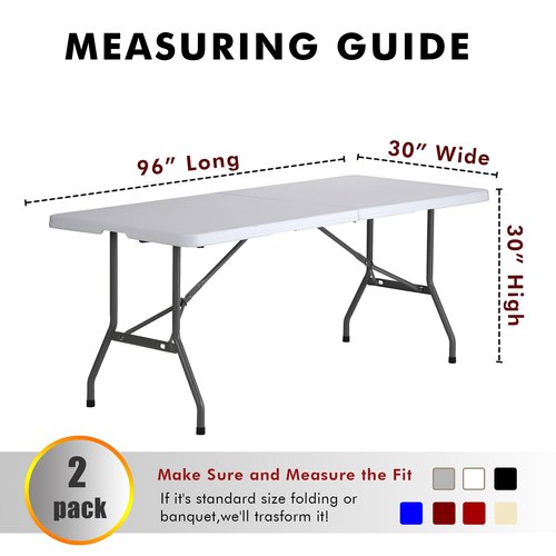 Nasitos 2 Pack 8' Fitted Table Cloth for Rectangular Table Purple Trade Show Table Covers-Open Back Valentines Tablecloth Washable and Wrinkle Resistant Table Cloth, Parties, Buffet, Baby Shower