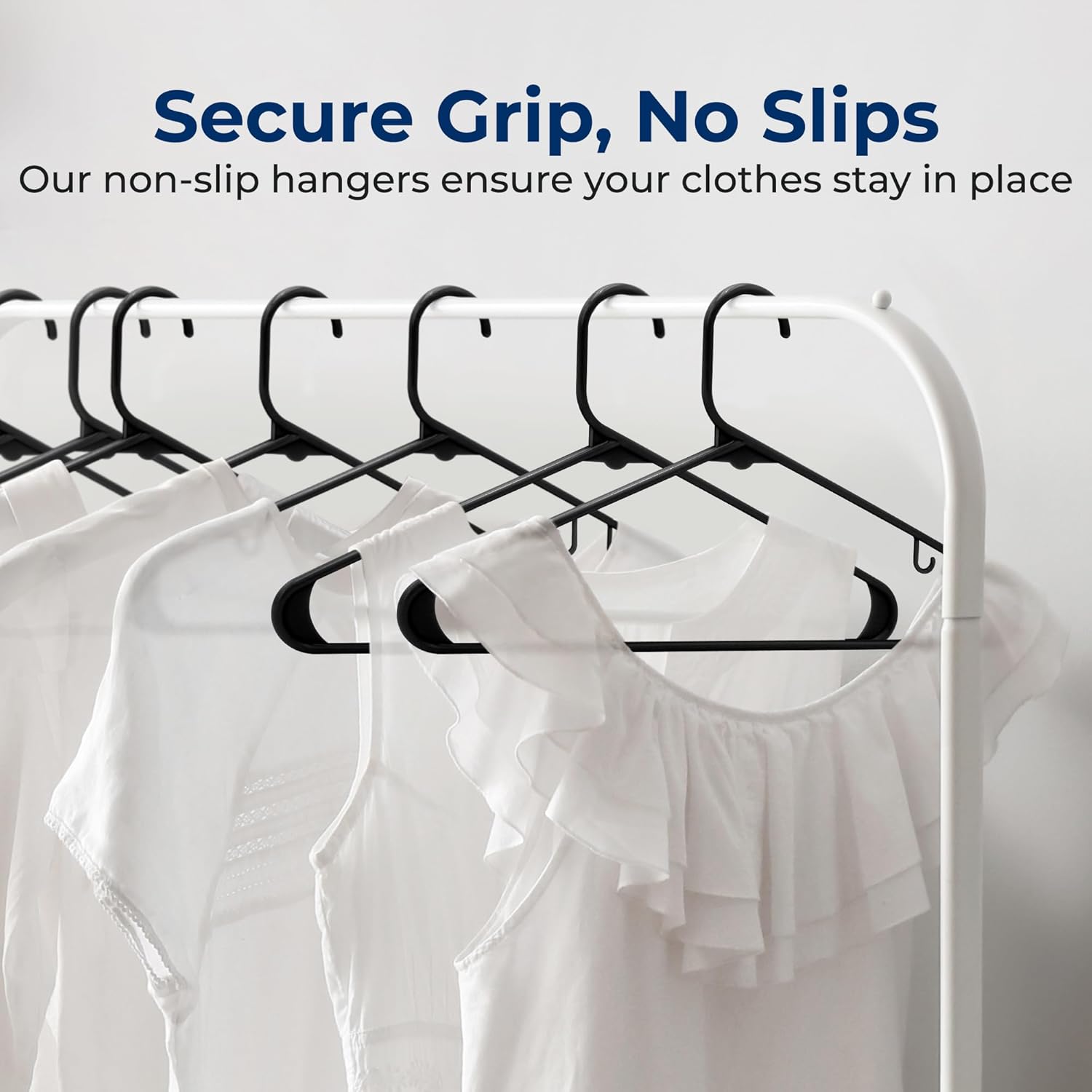 SereneLife Premium Plastic Hangers - Lightweight & Durable Space-Saving Clothes Organizers | 20 Pack (Black)