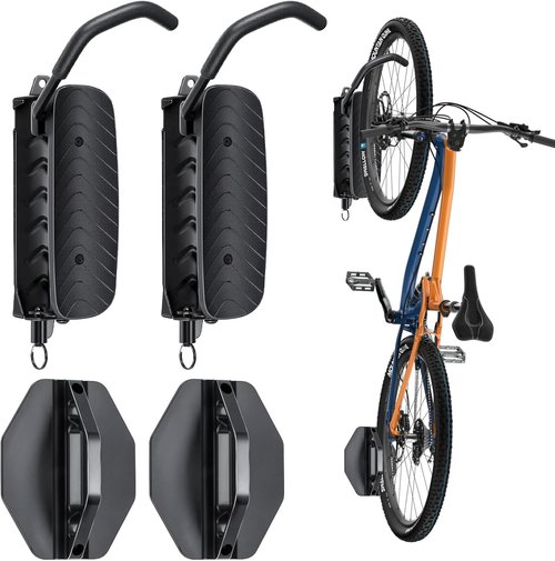 BYHUME Bike Rack | Space-Saving Vertical Wall Mount with 150° Swivel - Holds Up to 66lbs, 2 Pack