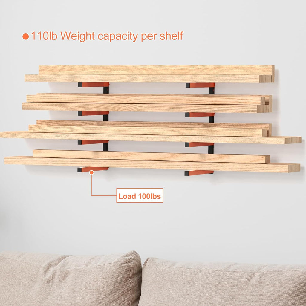 NANANARDOSO Wall Mount Wood Organizer - Heavy-Duty Metal Shelf with 4 Levels | 2-Pack Lumber Racks for Indoor/Outdoor Use