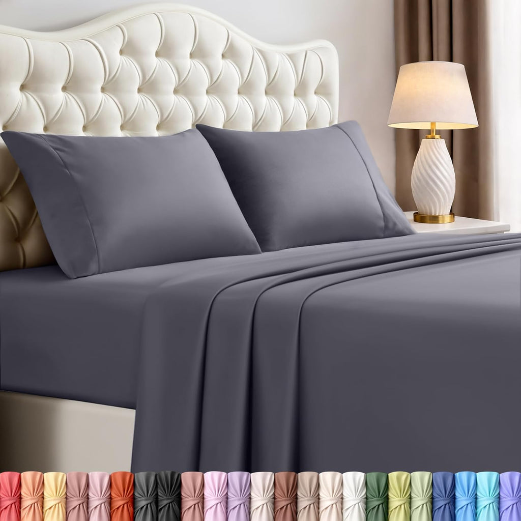Utopia Bedding California King Sheet Set - Soft, Breathable Microfiber, 4-Piece in Grey | Oeko-Tex Certified