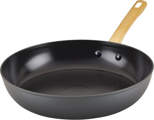 Farberware Forged Induction Ceramic Nonstick Frying Pan - 12.25 Inch, Dishwasher Safe, Black & Gold