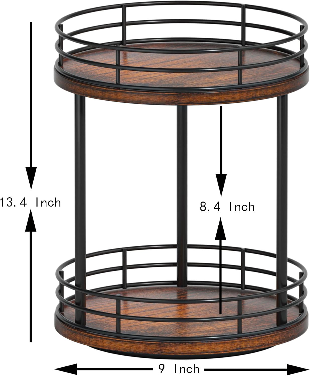 Skiennix 2-Tier Rotating Makeup Organizer - Stylish Wooden Bathroom Countertop Storage | Brown