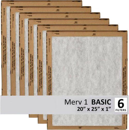 Filtrete 20x25x1 Air Filter - MERV 1 HVAC AC Furnace Replacement | 6-Pack (Actual Size 19.69x24.69x0.88 in)