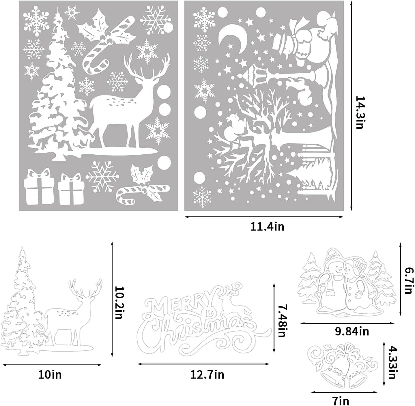SULOLI Christmas Window Clings - 141 Static Snowflake Stickers for Festive Decoration | 8 Sheets