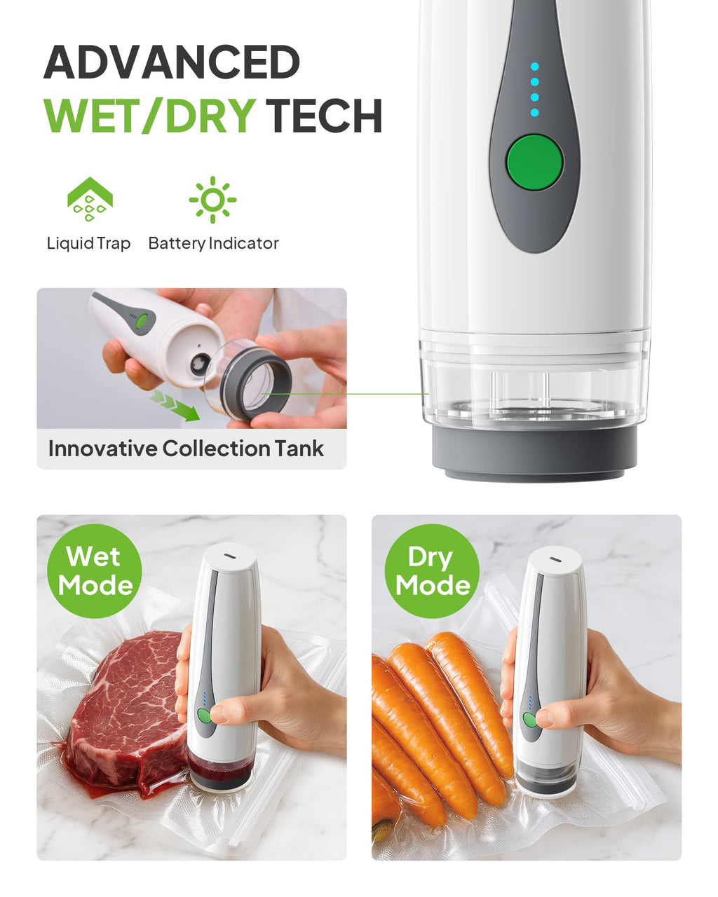 Handheld Portable Vacuum Sealer Machine for Food Storage, Compact Vacuum Sealer for Food, Powerful Seal Meal Saver, 30 Reusable Vacuum Bags, for Kitchen/Travel/Meal Prep