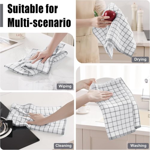 Homaxy Premium Kitchen Towels - Super Absorbent Soft Terry Dish Towels | 16”x28”, Grey, 6 Pack
