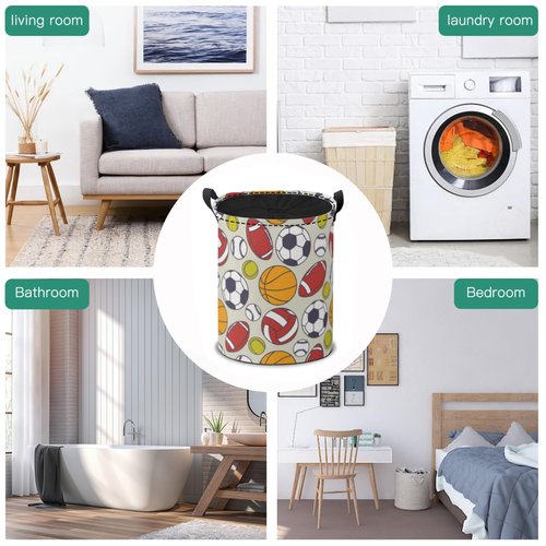 Storage Baskets- Football Pattern Foldable Laundry Hamper Fabric Organizer Storage Bins with Handles for Shelves, Closet, Nursery, Laundry, Toys