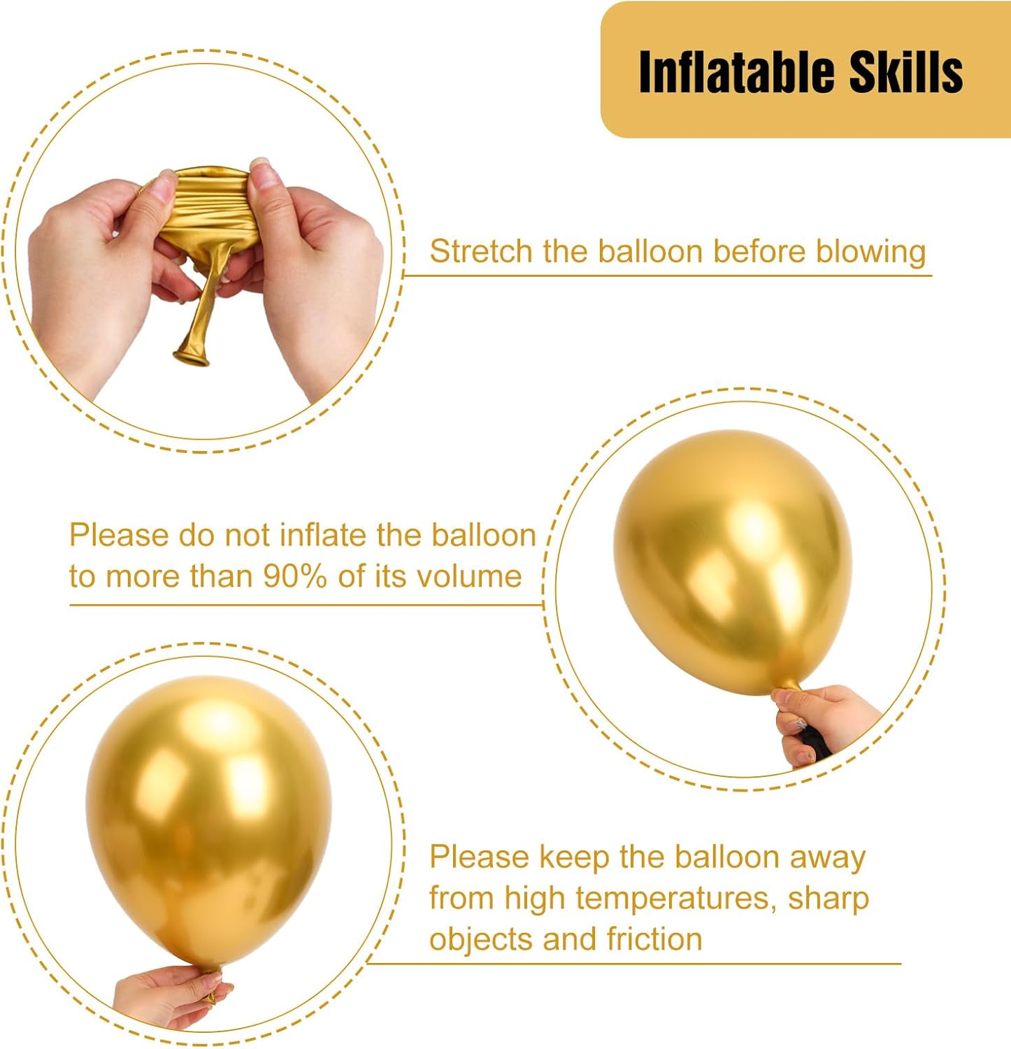 RUBFAC Metallic Gold Balloon Garland Kit - 154pcs in Various Sizes for Birthday, Graduation & Wedding Decor