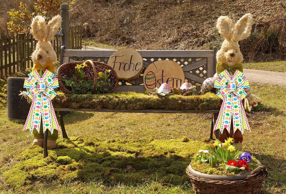 Regine Switzerland Easter Wreath Bows - Colorful Rainbow Burlap Decor for Indoor/Outdoor Use