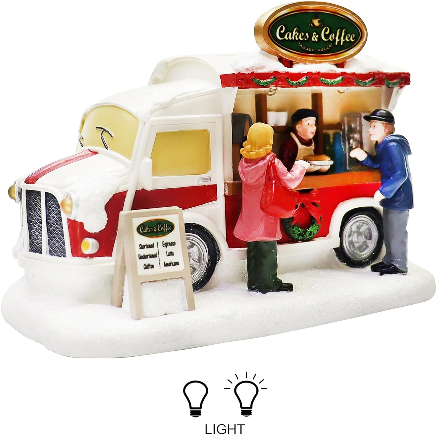 Moments In Time Christmas Village Lighted LED Food Truck Scene - Hand-Painted Holiday Décor