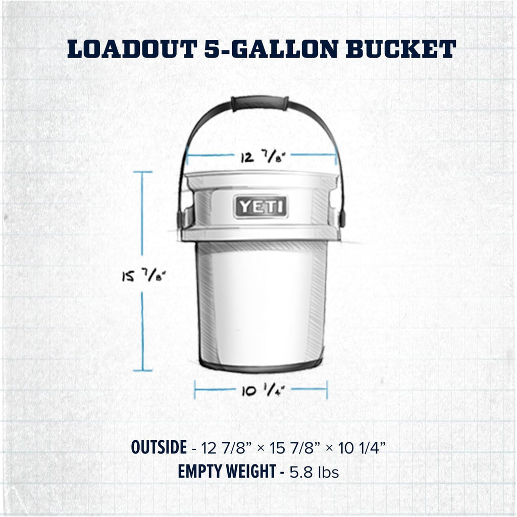 YETI Loadout 5-Gallon Bucket - Impact Resistant Utility Bucket for Fishing & Outdoor Use