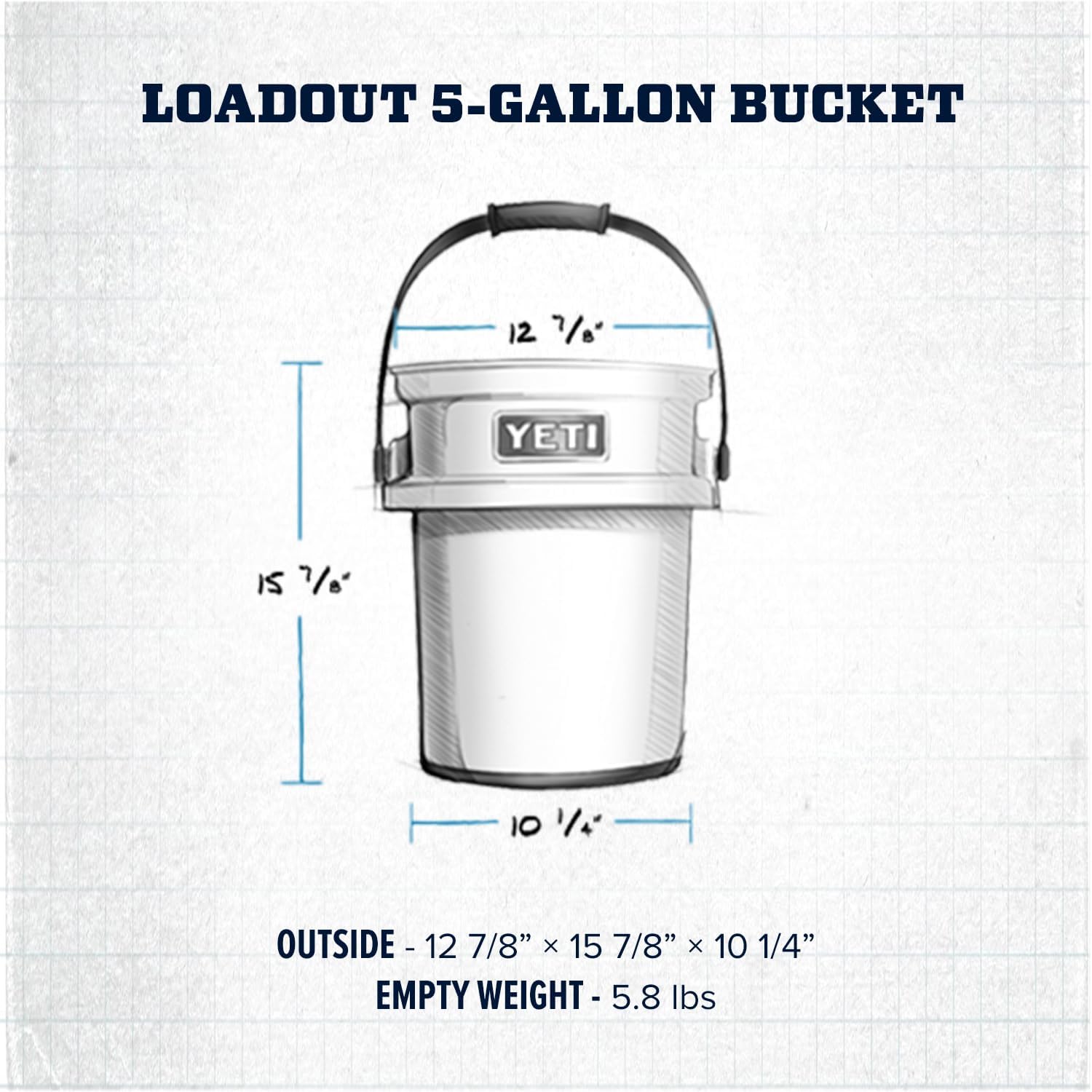 YETI Loadout 5-Gallon Bucket - Impact Resistant Utility Bucket for Fishing & Outdoor Use