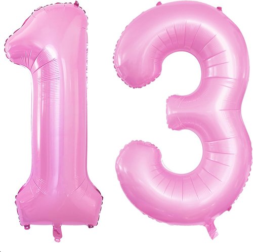 GOER Jumbo 42-Inch Number 13 Balloons - Sweet 13 Birthday Party Decorations in Light Pink
