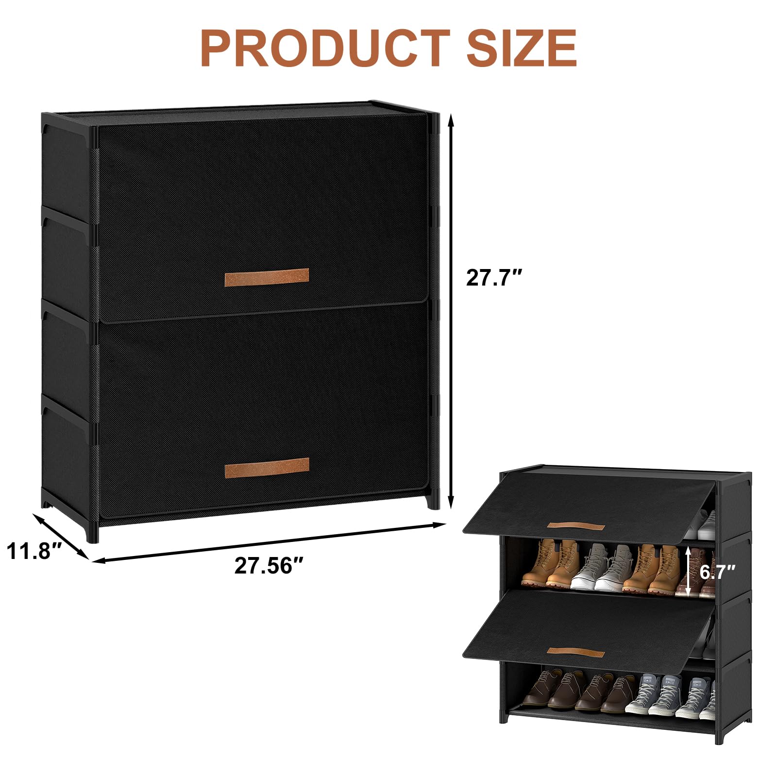 UNITSTAGE Shoe Rack, 5 Tier Shoe Storage Cabinet with Door 20 Pair Plastic Shoe Shelves Organizer for Closet, Entryway, Hallway, Bedroom, Black