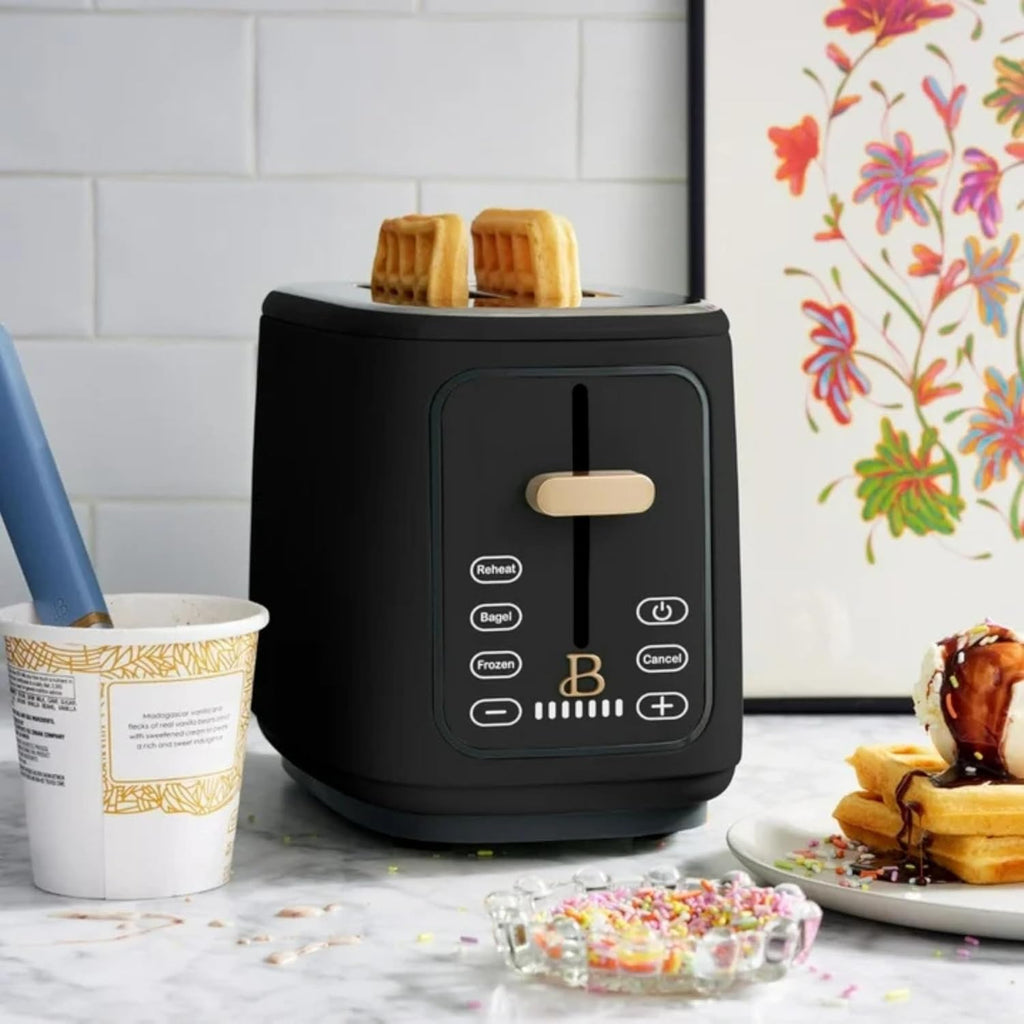 Skiennix 2-Slice Digital Toaster - Touch Control Panel, Adjustable Shade, Wide Openings | Black