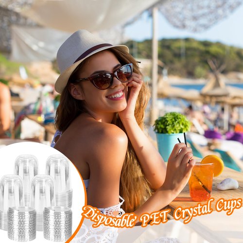 Kuihaazi 50 Pack Clear Plastic Cups with Strawless Sip Lids,16 oz Iced Coffee Cup,Disposable PET Crystal Round Bottom To Go Cup for Cold Beverage,Juice,Smoothie,Milkshake,Wedding,Party