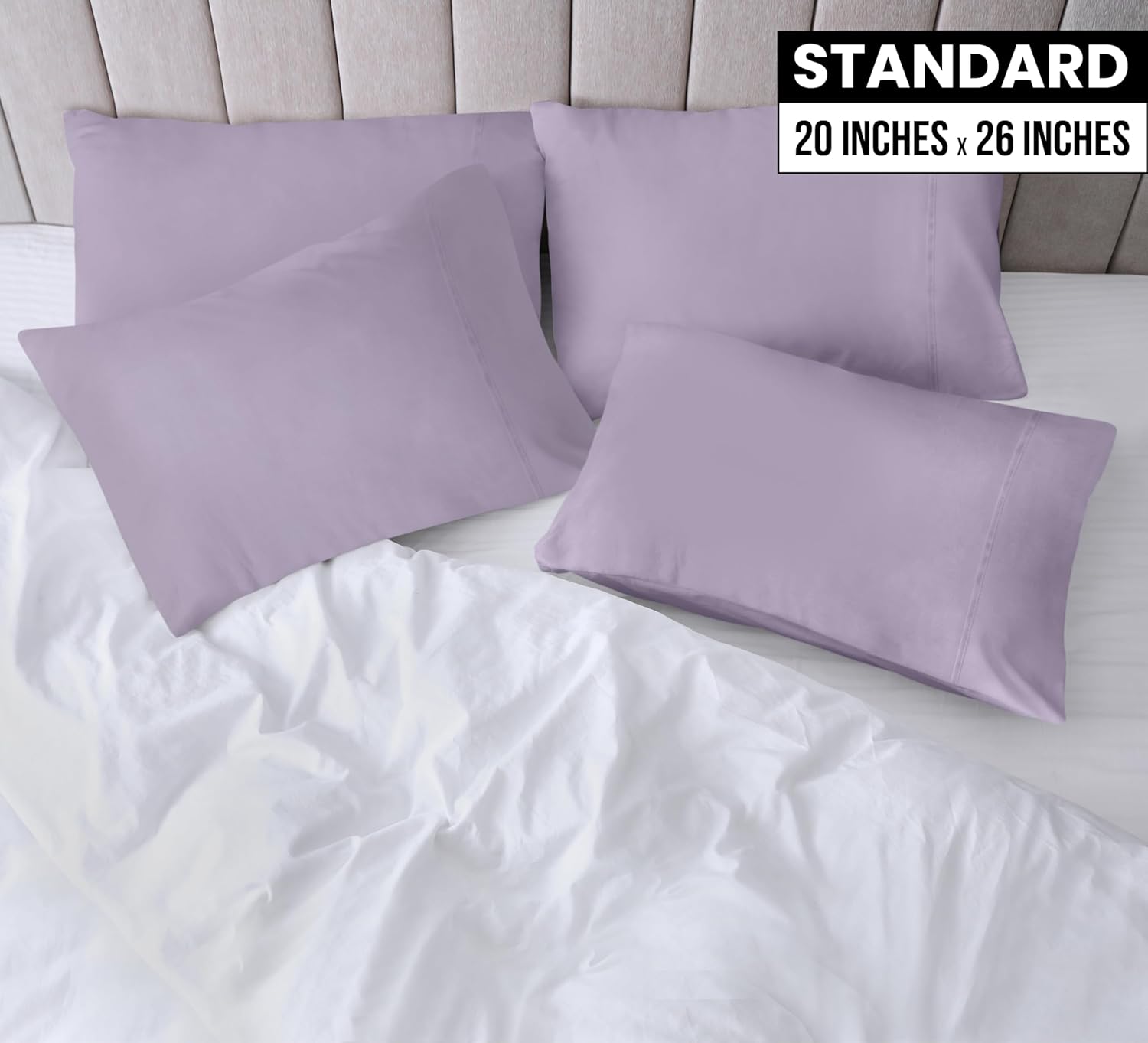 Utopia Bedding Standard Pillow Cases - Soft Brushed Microfiber - 4 Pack, Lavender - 20 x 26 Inches