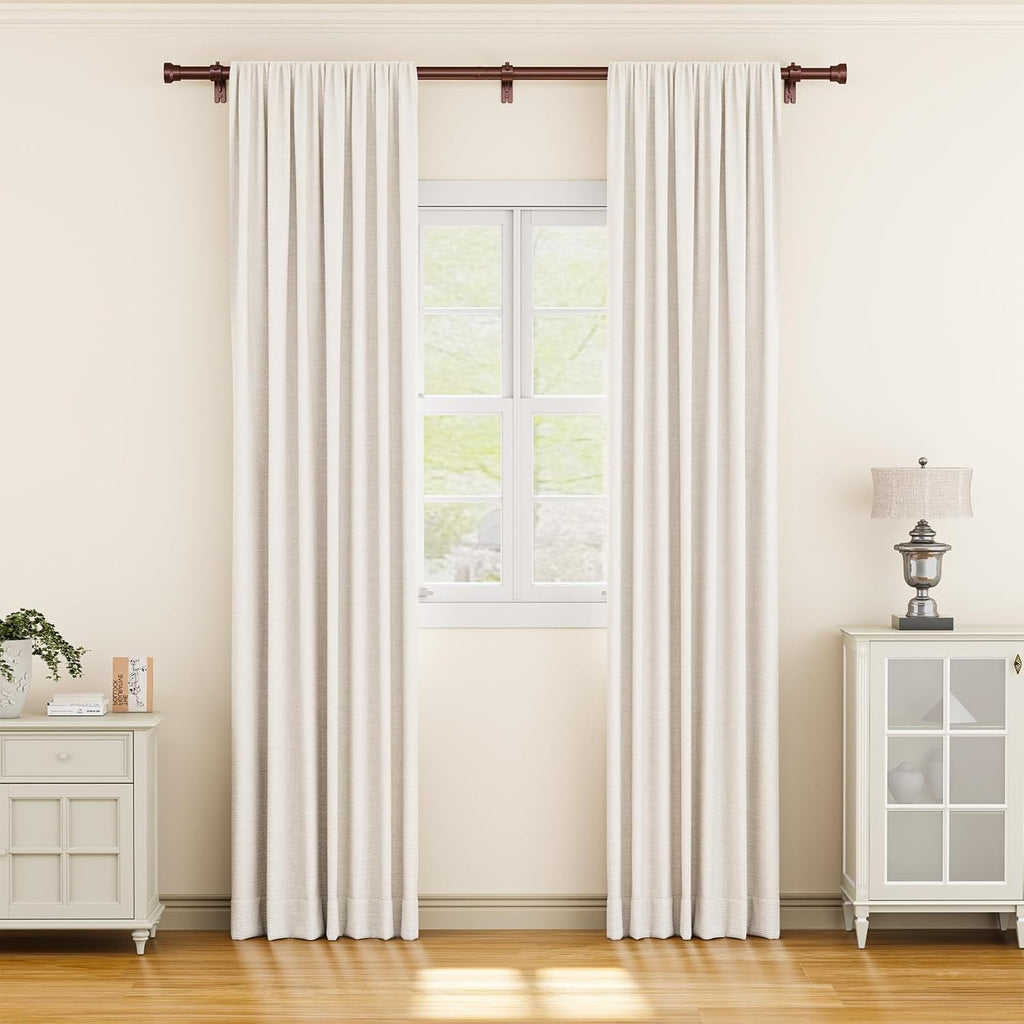 YaFex Curtain Rods - Heavy Duty 1 Inch Adjustable Window Treatment Rods | 32-84 Inch, Bronze Finish