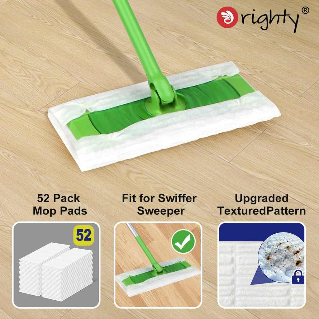 Orighty Dry Sweeping Cloths, Mop Pads Refills Compatible with Swiffer Sweeper, 52 Count Disposable Duster Refills for Floor Mopping and Cleaning