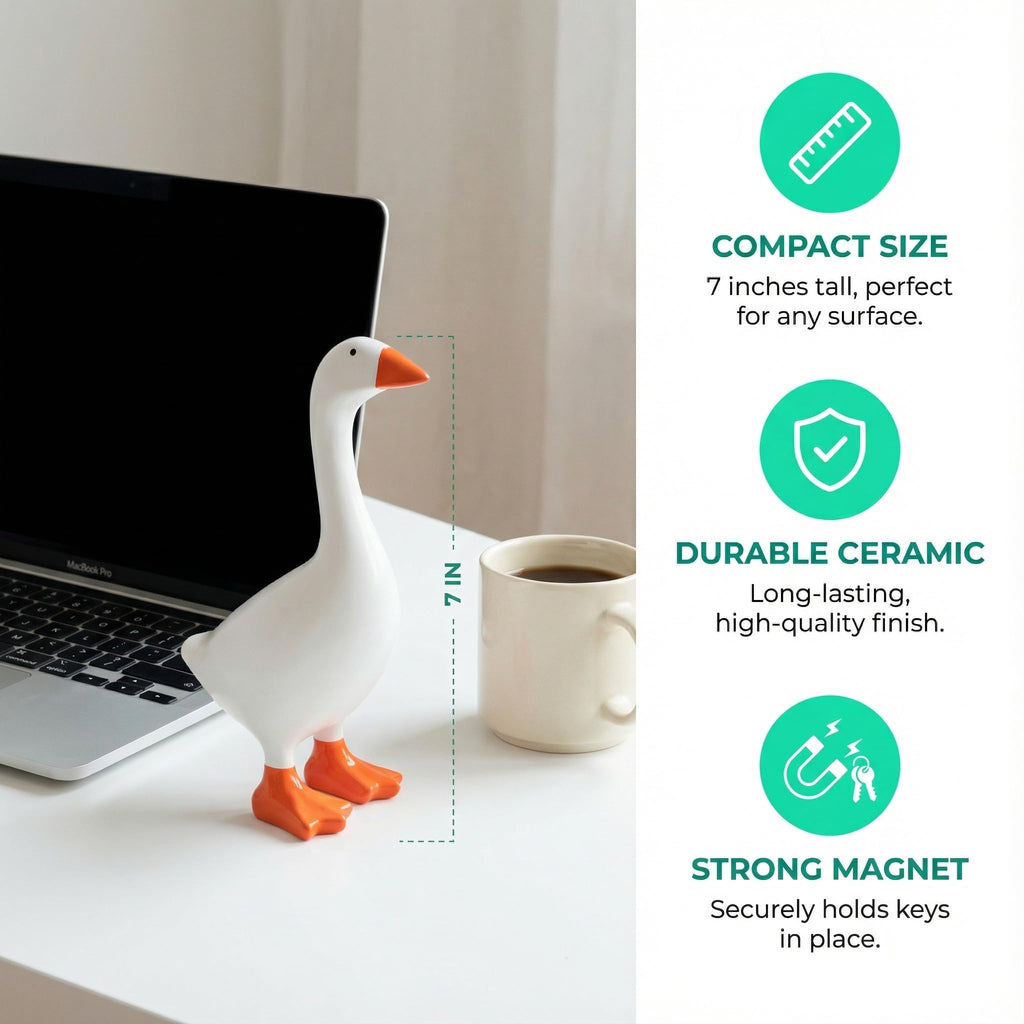 PetiKnot 7 Inch Desk Goose Statue – Cute Resin Desktop Goose Figurine for Desk Decor, for Holidays and Housewarming