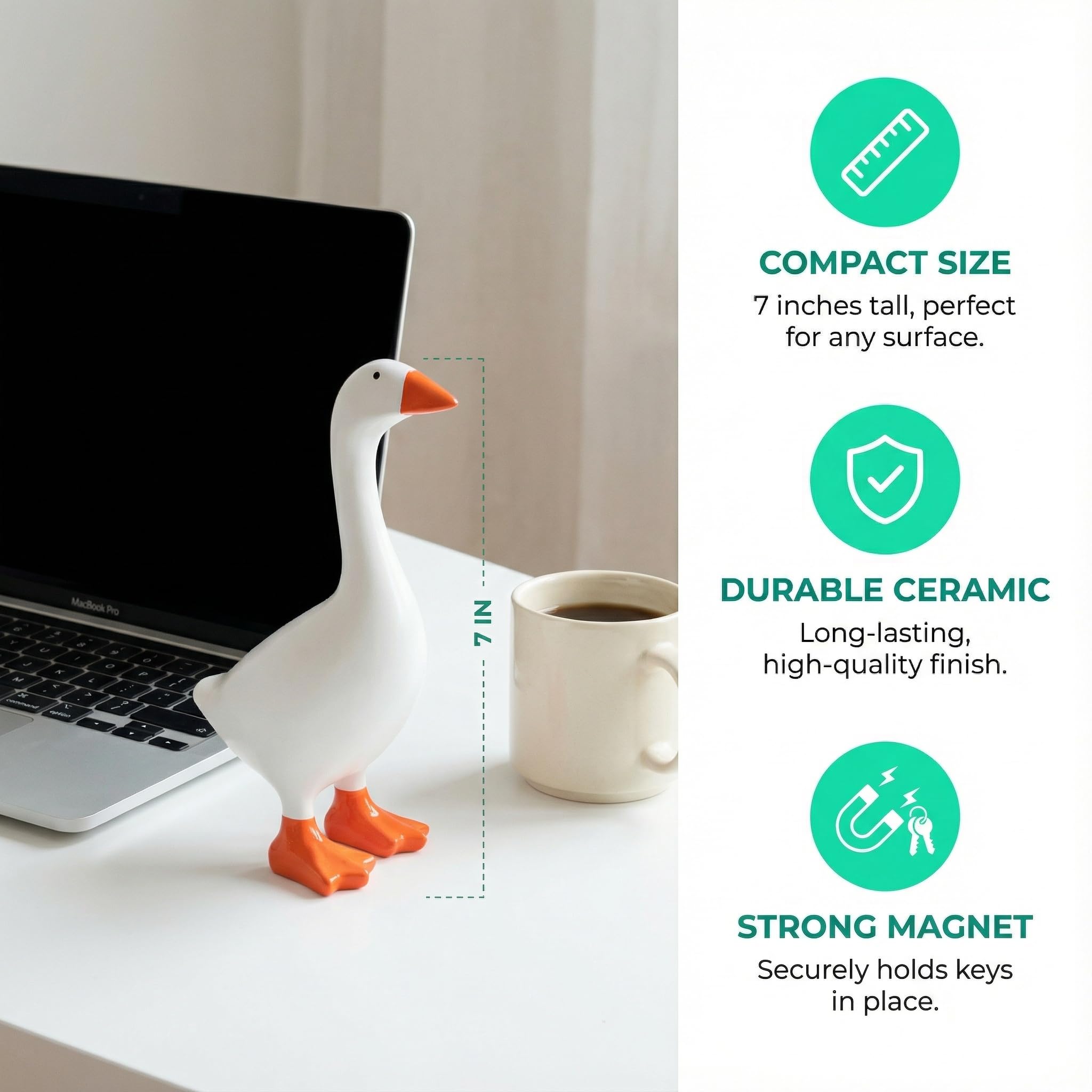 PetiKnot 7 Inch Desk Goose Statue – Cute Resin Desktop Goose Figurine for Desk Decor, for Holidays and Housewarming