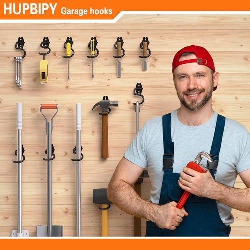 HUPBIPY Heavy-Duty Metal Garage Hooks - 6 Pack S Hooks for Tool Hangers & Garden Storage