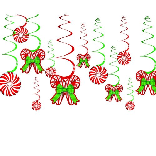 Amscan 679852 Candy Cane Foil Swirls Value Pack, 12 Ct. | Christmas Decoration 24"