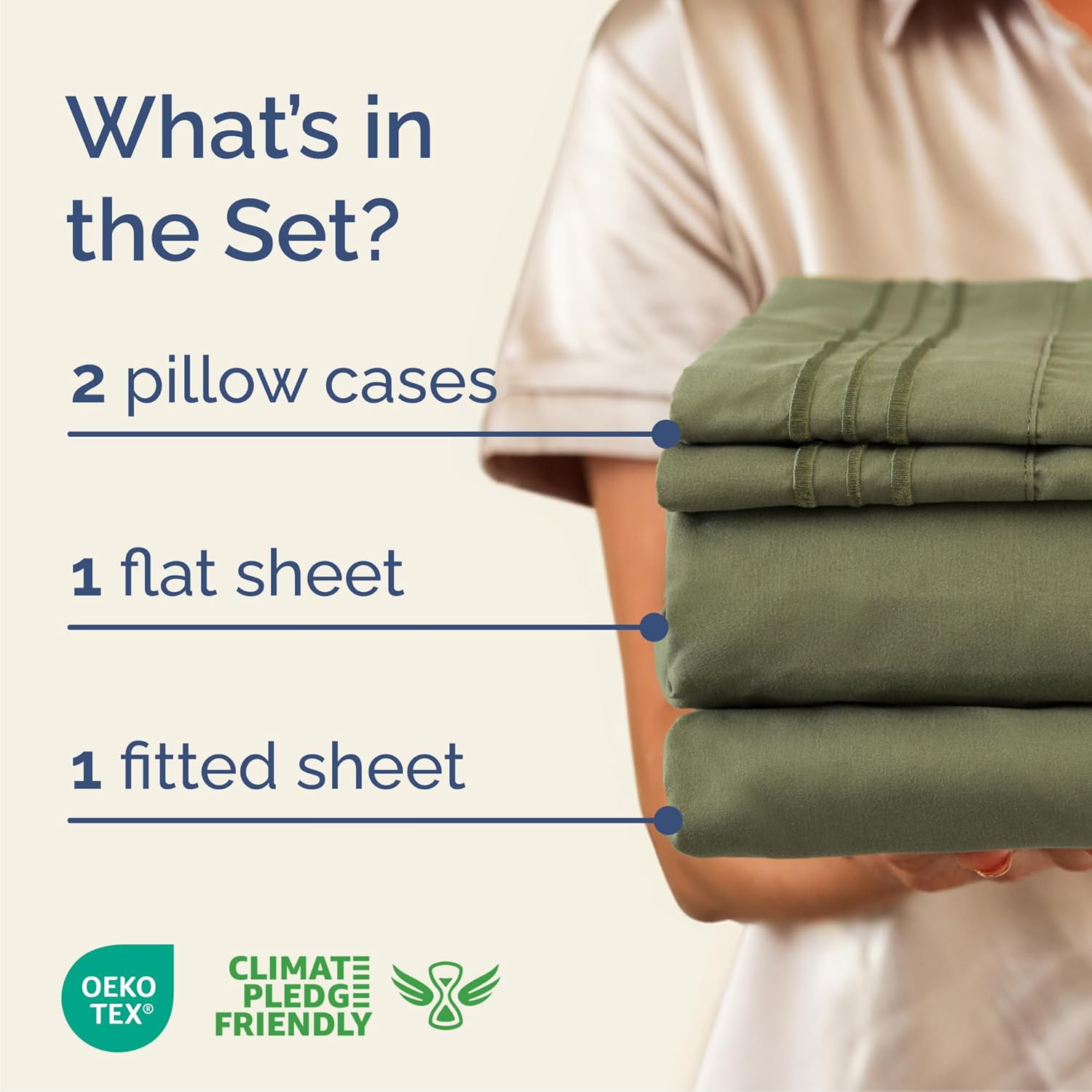 Queen Size 4-Piece Sheet Set - Comfy Cooling Bed Sheets | Hotel Luxury Bedding - Deep Pockets, Soft & Wrinkle-Free - Oeko-Tex Certified - Sage Green