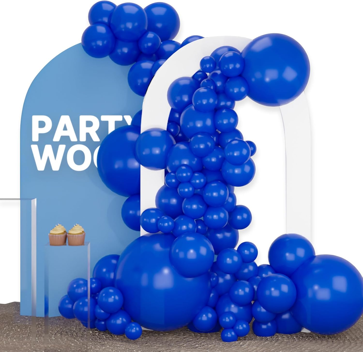 PartyWoo Royal Blue Balloons - 100-Piece Set with Various Sizes for Baby Showers & Graduations | Dark Blue Arch Kit