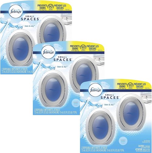 Febreze Small Spaces Air Freshener - Linen & Sky Scent | Pack of 6 for Long-Lasting Freshness