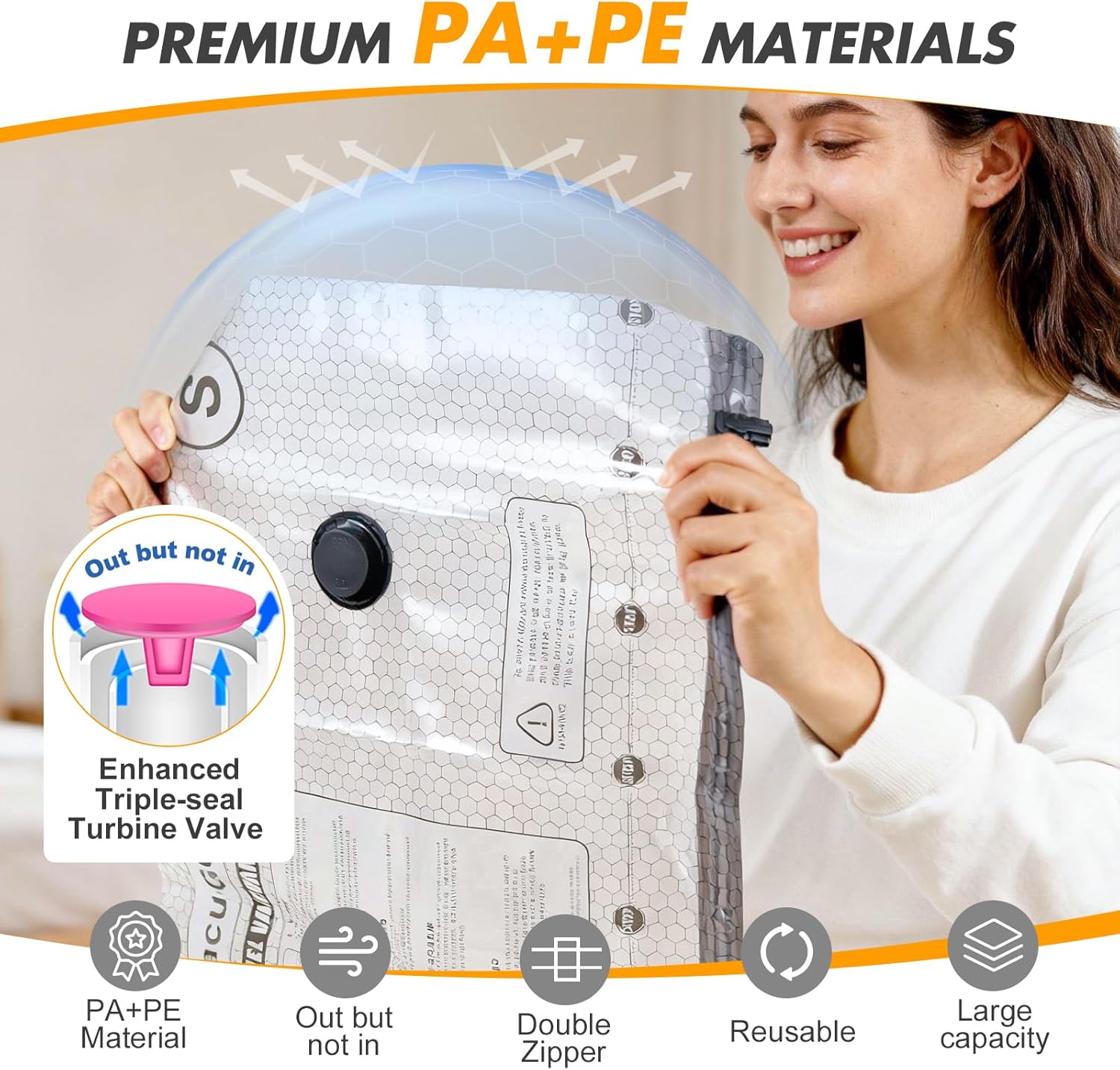 Travel Vacuum Storage Bags - Space-Saving Compression Bags with Electric Pump | Pack of 12