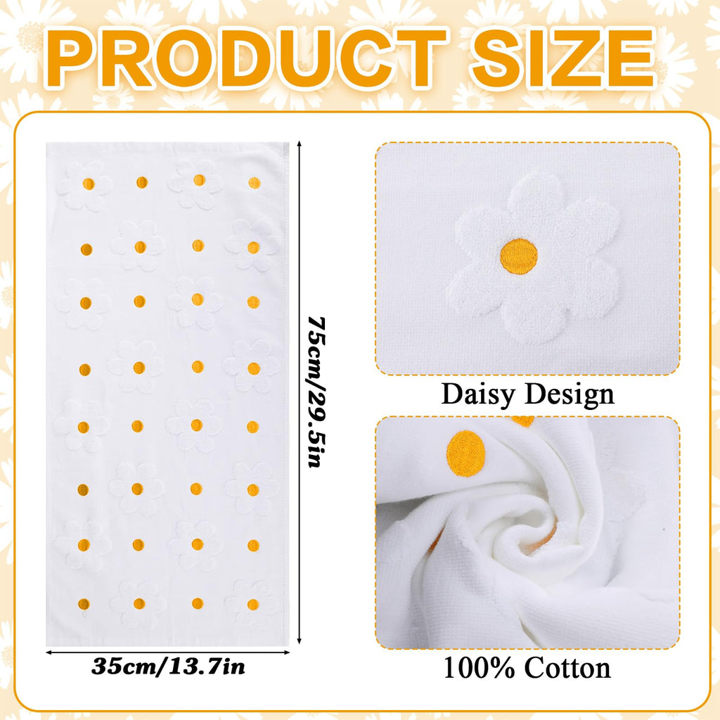 Mindsoft 2 Pcs Daisy Hand Towels for Bathroom Coquette Hand Towels 100% Cotton Absorbent Decorative Jacquard Weave Bath Decor Preppy Kitchen Decor Gift(Yellow)
