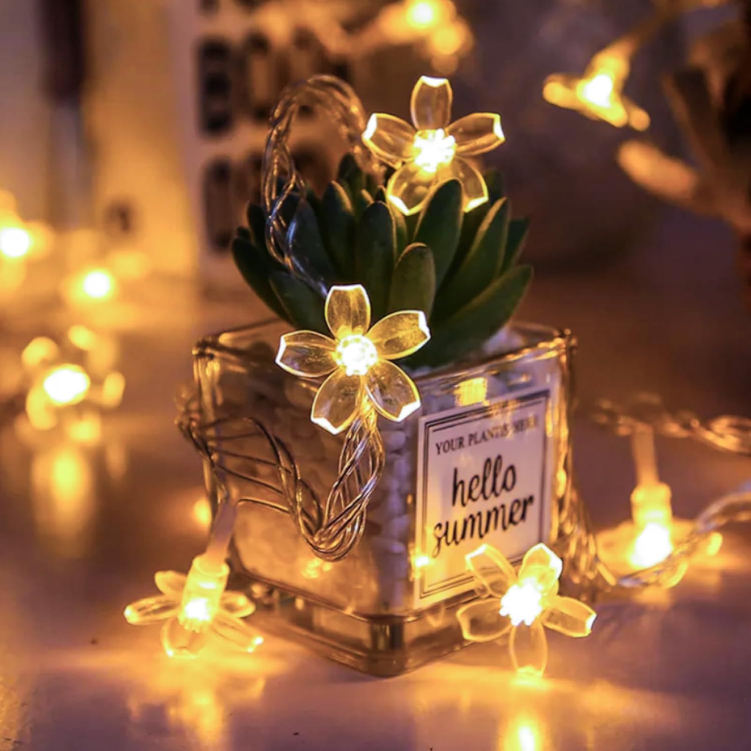 Skiennix Decorative Flower String Lights - 33ft 100 LED Cherry Blossom Fairy Lights | Warm White for Bedroom & Events