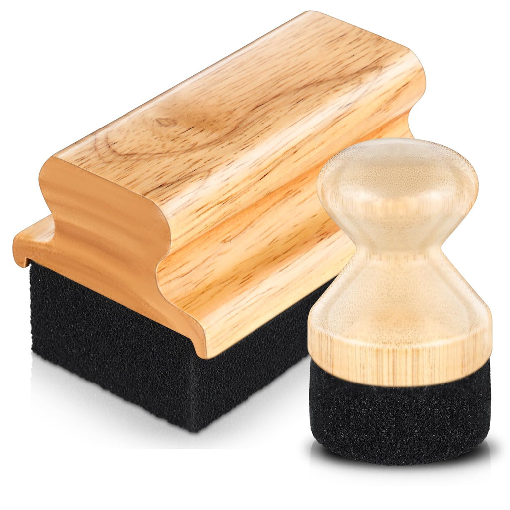 Qinyoung 2 Pcs Cutting Board Oil Wax Applicator Butcher Block Food Grade Mineral Oil Brush Wooden Bamboo Cutting Board Cream with Handle for Wood Surfaces Restoring Butcher Blocks(Classic,Sponge)