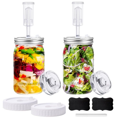 Galssmagic 32 oz Fermentation Jar,2 Pack Fermentation kit with Fermenting Weights and Airlocks,Pickle Jar for Fermenting,Pickling,Canning,Mead Making