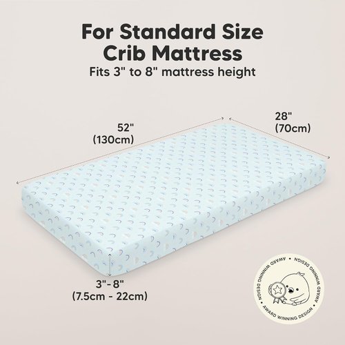 KeaBabies Organic Crib Sheets - 2-Pack Fitted Jersey Cotton for Boys & Girls | Soft & Breathable 52x28" Jolly Rainbow Prints