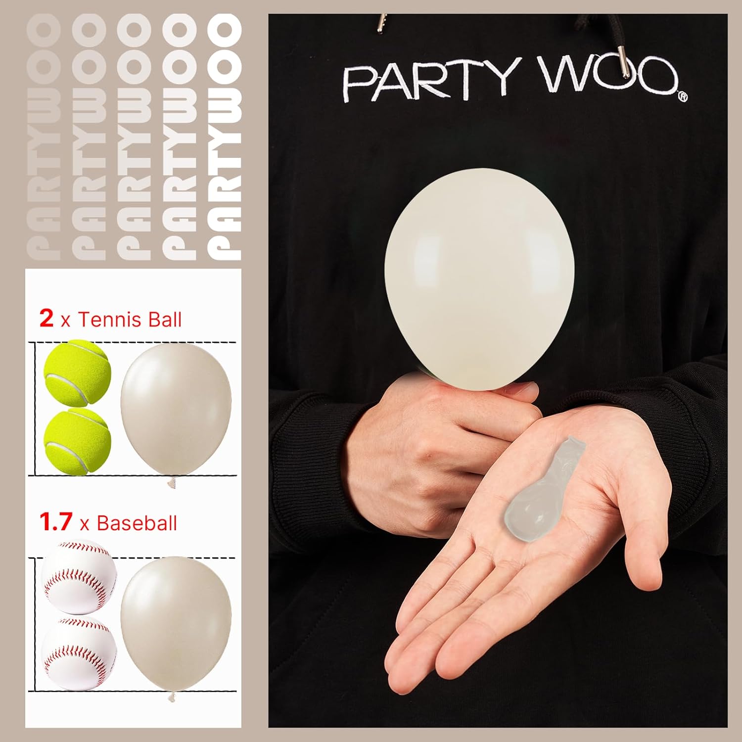 PartyWoo White Sand Balloons - 100pcs 5-Inch Off White Beige Cream Ivory Latex for Weddings & Events