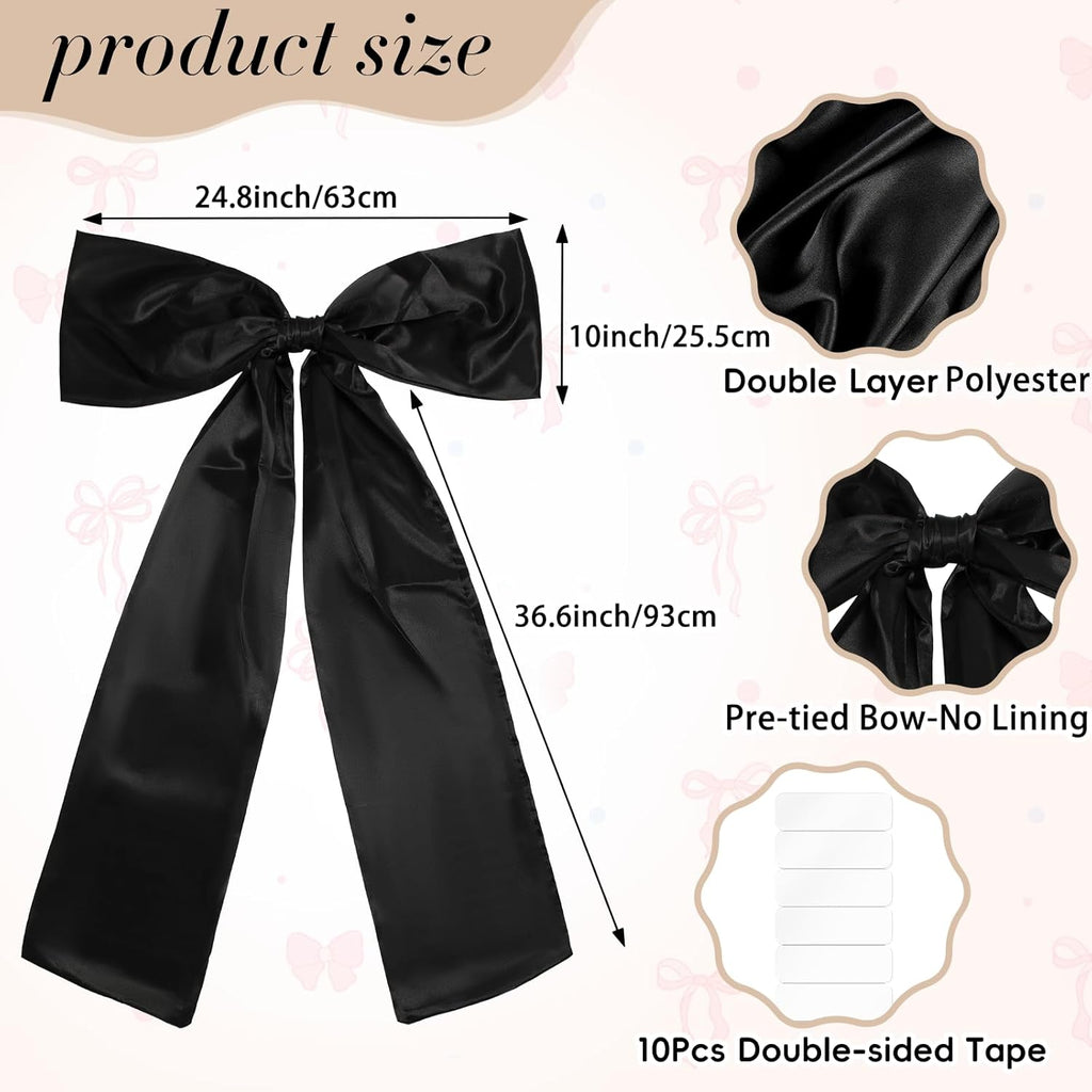 Phoaxul Large Black Bow - Satin Fabric Birthday Decorations | Perfect for Girls' Room & Parties, 24 x 36 in