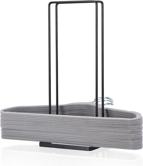 EASTTOWEST Hanger Organizer - Sturdy Black Carbon Steel Rack Holds 110 Wire Hangers | Ideal for Closet & Laundry Room