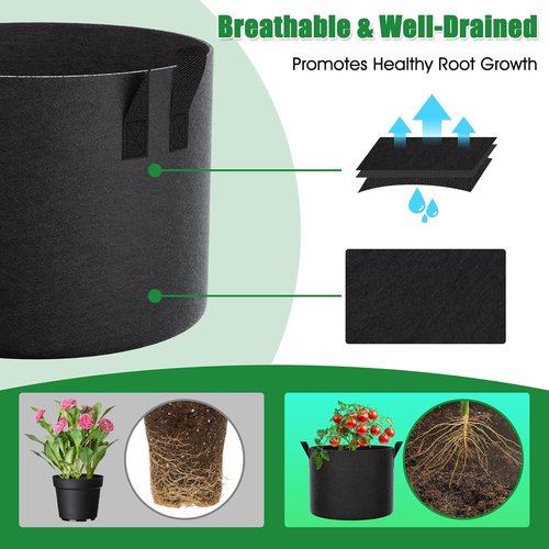 Feed Garden 5 Gallon Grow Bags - 4 Pack of 300G Non-Woven Fabric Pots with Reinforced Handles for Indoor/Outdoor Plants