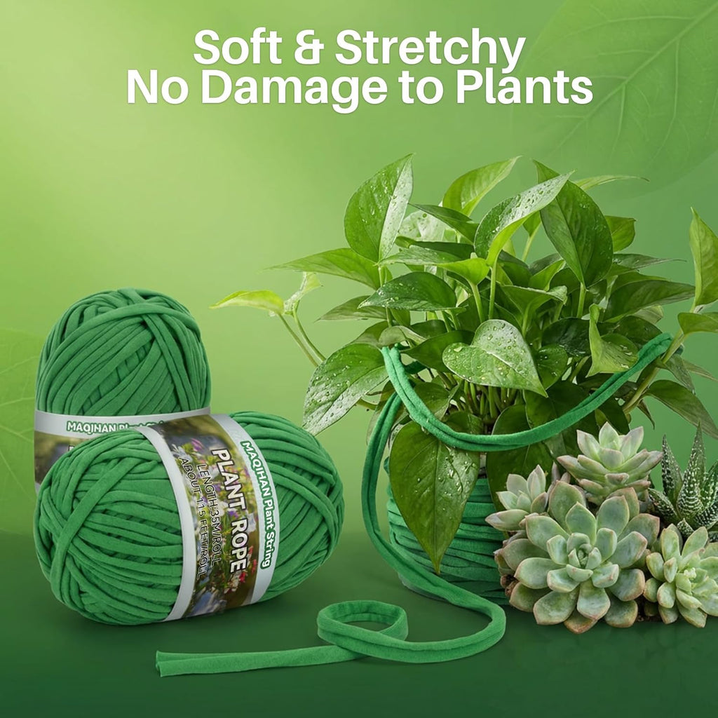 Skiennix Garden String - 2 Pack Plant Ties for Tree Support | 35M Roll, Green Soft Twine for All Plants