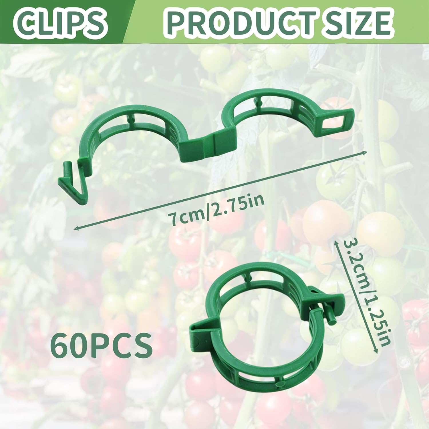Skiennix Plant Support Clips - 60 Pcs Plastic Clips for Securing Tomato Vines & Climbing Plants