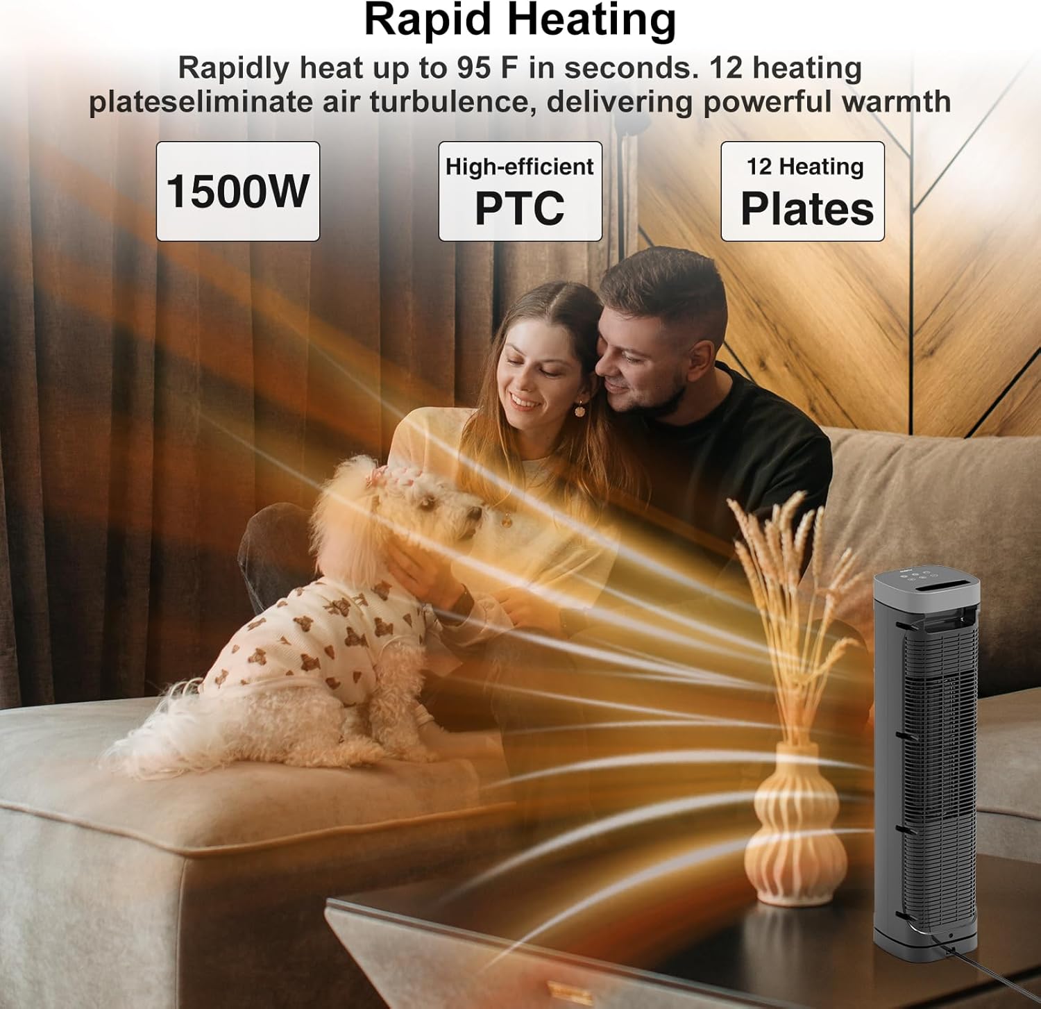 Skiennix Portable Space Heater - 1500W Ceramic Heating Fan with Remote Control & 3 Modes | Ideal for Home & Office