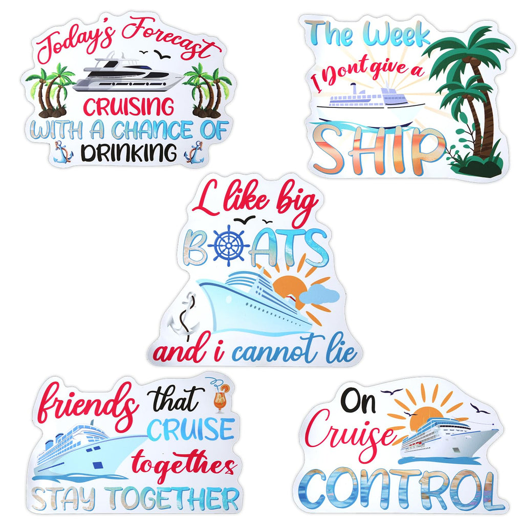 5pcs Family Cruise Magnets - 5 Styles Large Ship Door Magnets, Reusable for Cruise, Ship, Car, Refrigerator