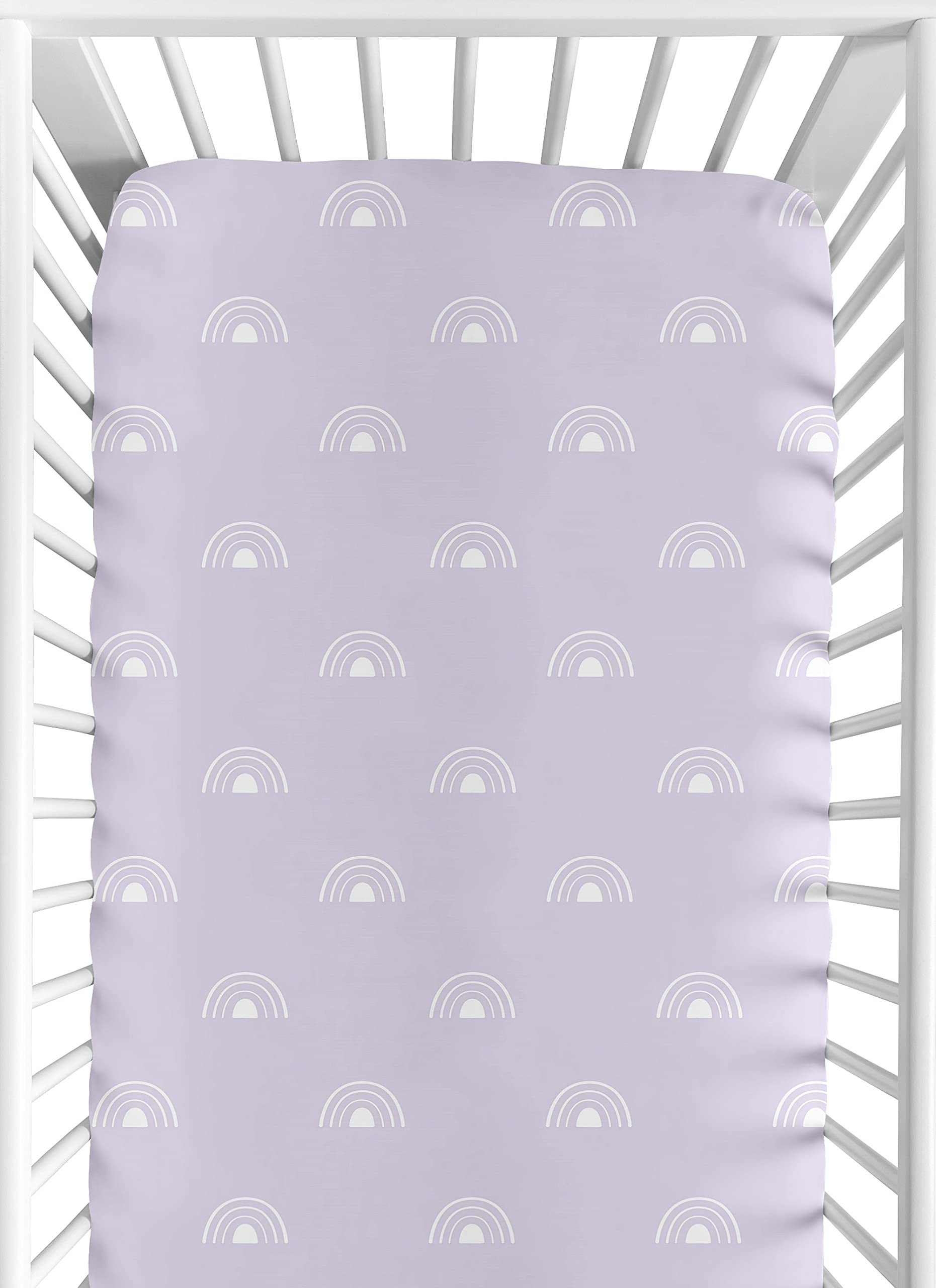 Sweet Jojo Designs Fitted Baby Crib Sheets (Purple and White Boho Rainbow) for Boys or Girls, Infant Nursery, Toddler Room - Standard Size (Lavender, Bohemian, Celestial, Sky, Nature, Shabby Chic)