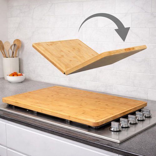 BOARDWELL Extra Large Foldable Stovetop Cover Cutting Board – Double-Sided 29" x 21" Collapsible Charcuterie Noodle Board – XL Prep Deck & Sink Cover for more Counter Space