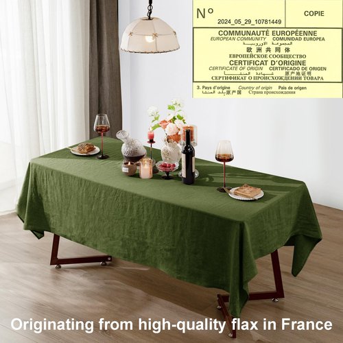 Talasily Linen Tablecloth 100% Pure Linen Table Cloth 60x120 Inches Rectangle Tablecloths Washable Cloths for Kitchen, Dining, Buffet Parties, Holidays, Picnic, Weddings and Restaurants-Green