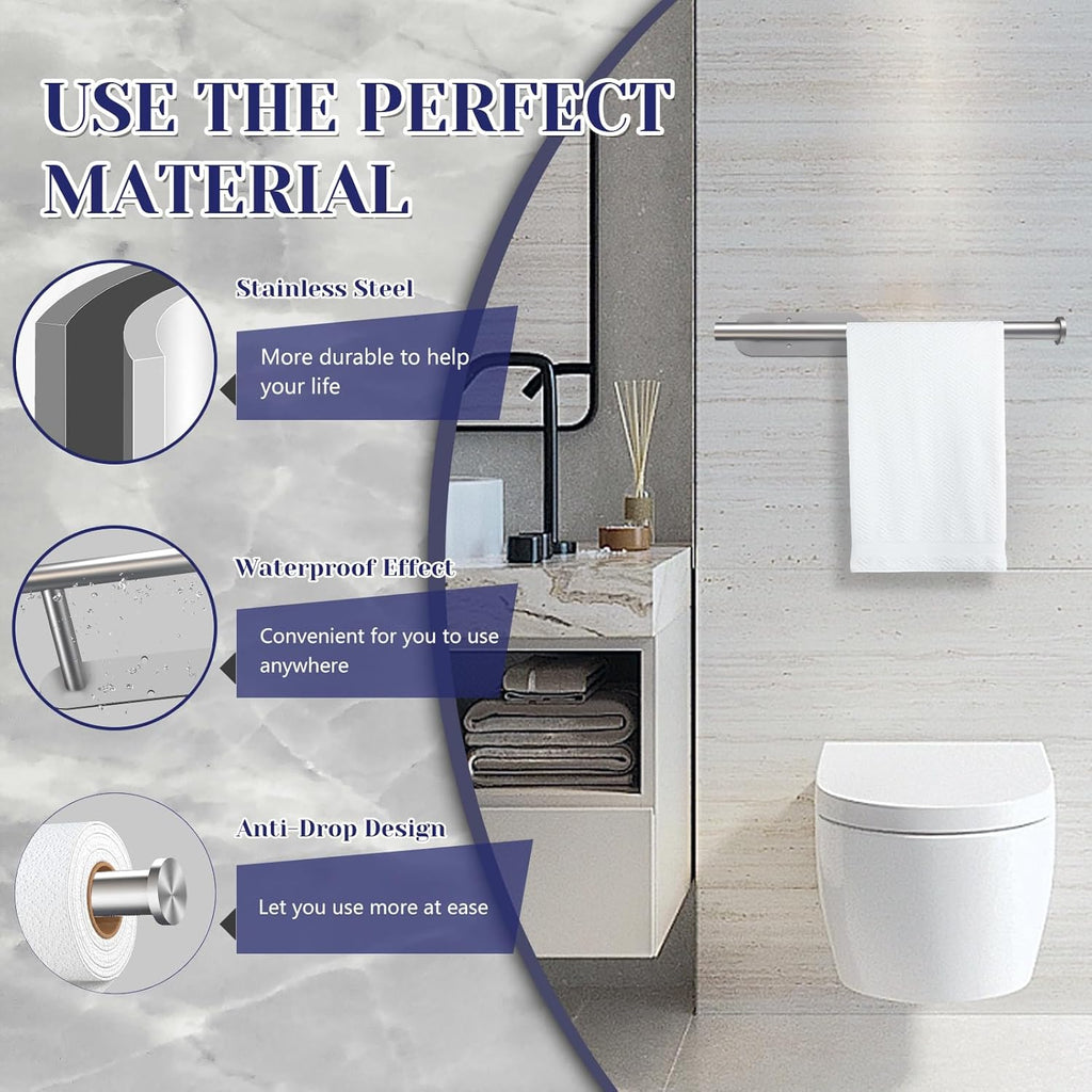 Stainless Steel Paper Towel Holder by [Brand Name] - Self-Adhesive or Drilling | Wall Mount for Kitchen & Bathroom